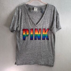 Victoria’s Secret gray rainbow graphic pride short sleeve shirt size small